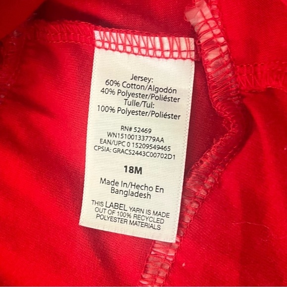 Wonder Nation Girls' 18 Mo tutu Love Heart Dress - Pink and Red long sleeve - Picture 8 of 8